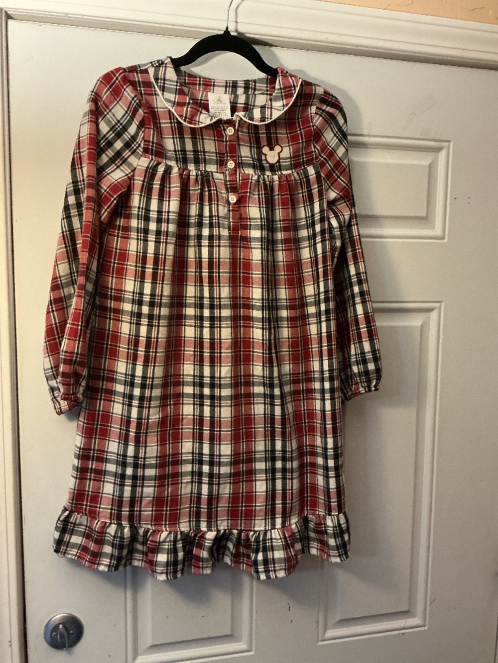 Disney plaid Mickey nightgown nightshirt pajama dress size 9/10